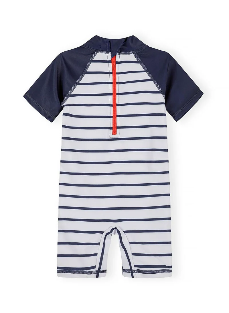 مينوتي Boys marine striped rash suit short sleeve blue